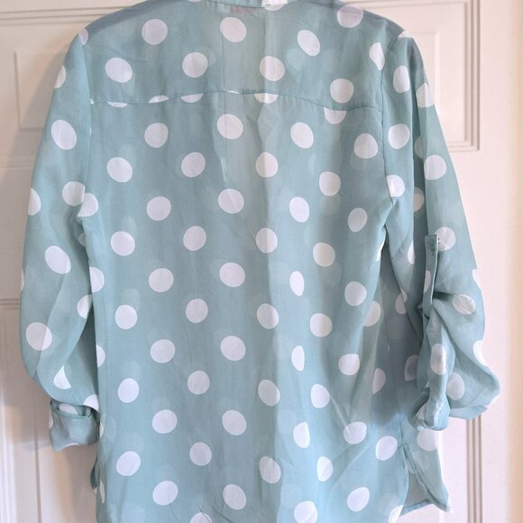 Sheer Mint Polka Dot Shirt - Picture 2 of 5